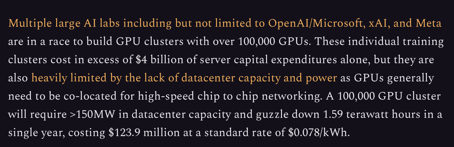 AI datacenter power. Source:semianalysis